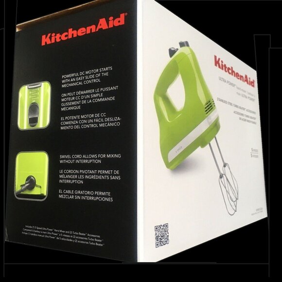 htf New in Box GREEN APPLE KitchenAid Ultra Power 5-Speed Hand Mixer KHM512GA - Picture 1 of 14